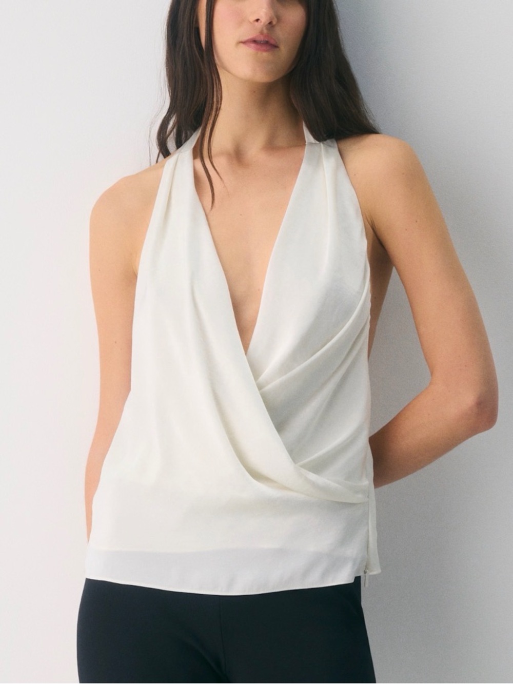Aritzia Wilfred Martini Satin Halter Blouse